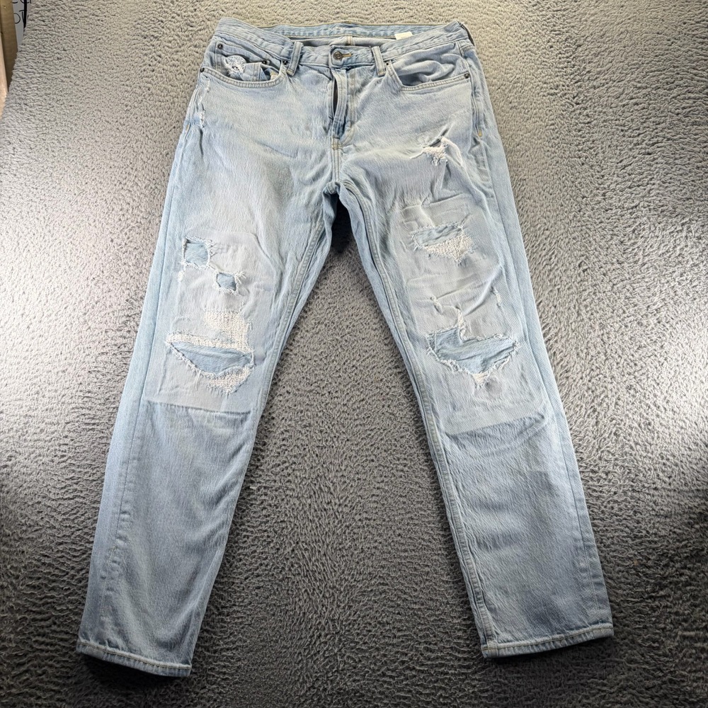 Old Navy Jeans Mens 36x32 Blue Cotton Denim‎ Straight Distressed Slim Stretch